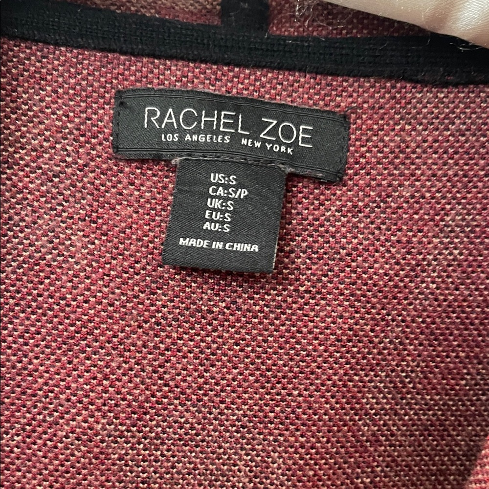 Rachel Zoe Burgundy and Black Hooded Knit Cardigan - Picture 2 of 10